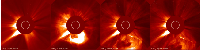 日冕物质抛射的爆发过程(SOHO/LASCO)